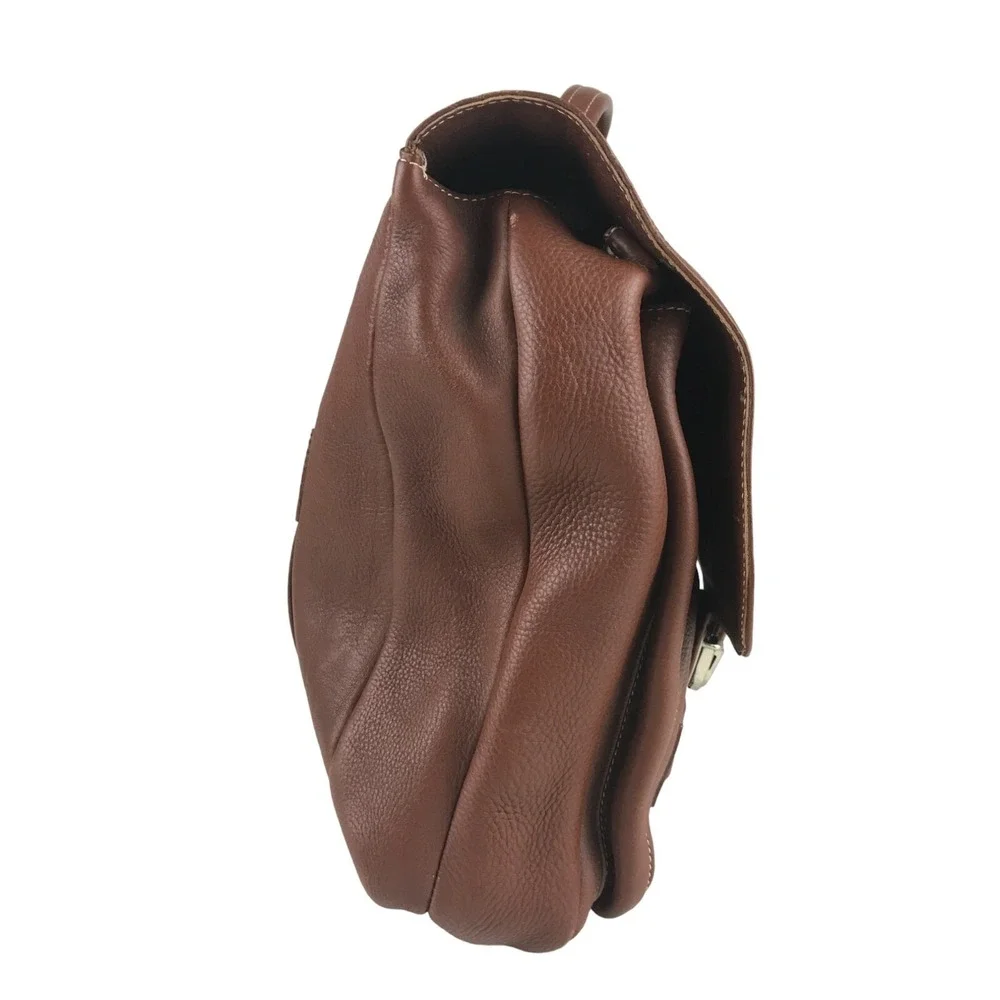 Abitare Briefcase Document Bag Mens Brown Genuine Leather Top Handle Push Lock